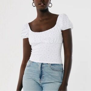 Hollister white floral top